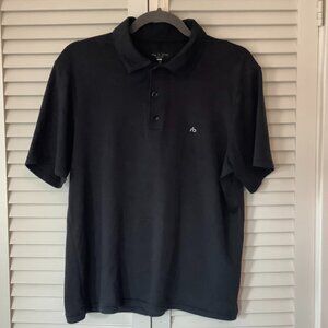rag & bone men's polo shirt cotton black short sleeve medium